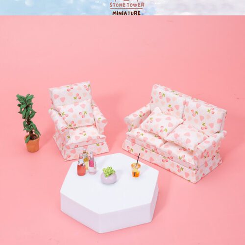 Miniature Pink Heart Sofa Chairs