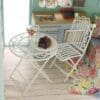 Dollhouse Metal White Table Chair