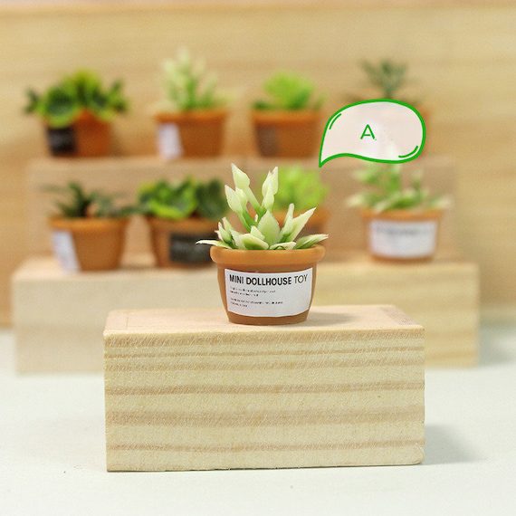 4pcs Green Miniature Potted Plants