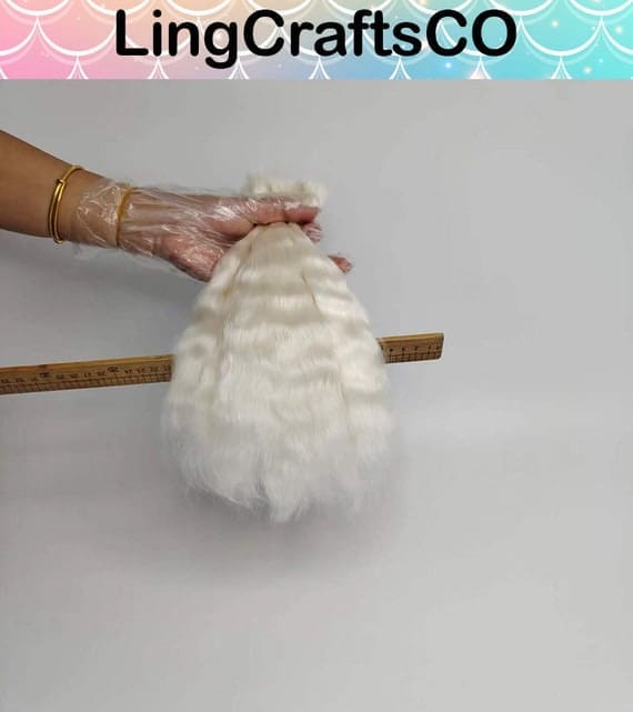 White Curly Mohair Doll Hair