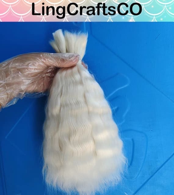 White Curly Mohair Doll Hair