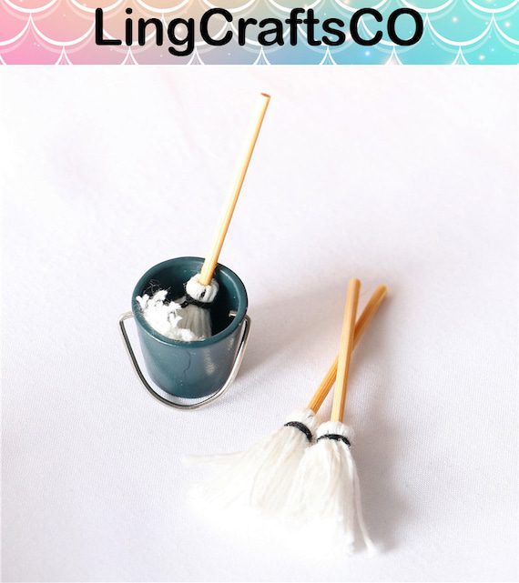 Miniature Resin Mop And Bucket