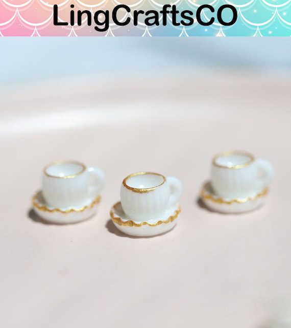 Miniature Resin White Coffee Cups