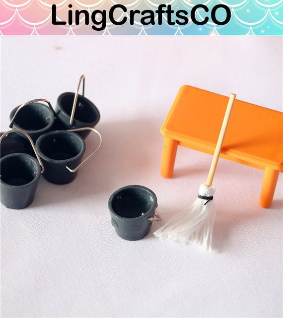 Miniature Resin Mop And Bucket