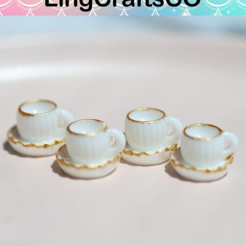 Miniature Resin White Coffee Cups