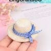 Miniature Straw Flocking Bow Hat