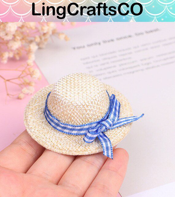 Miniature Straw Flocking Bow Hat