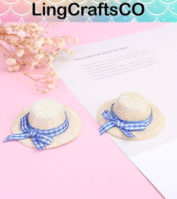 Miniature Straw Flocking Bow Hat