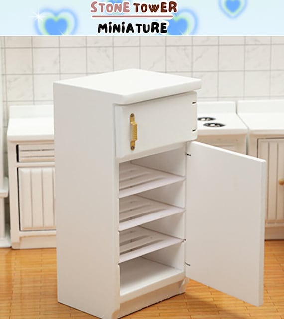 Miniature White Wood Refrigerator