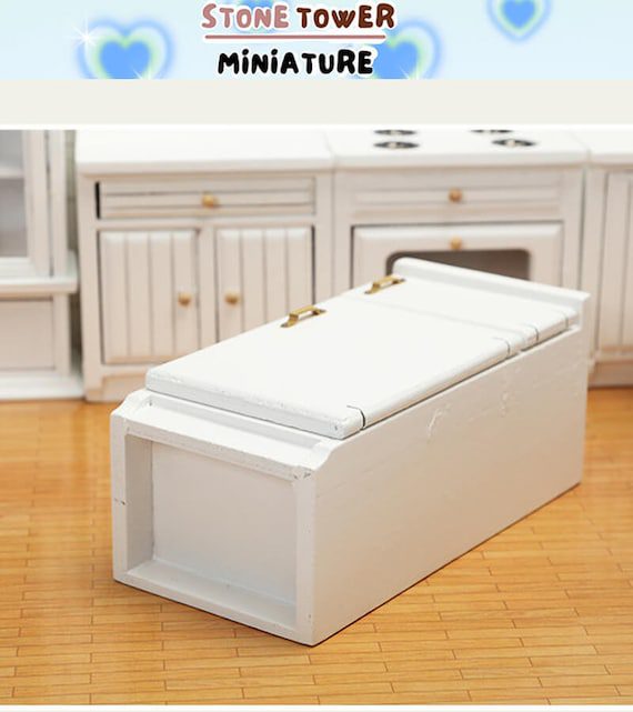 Miniature White Wood Refrigerator