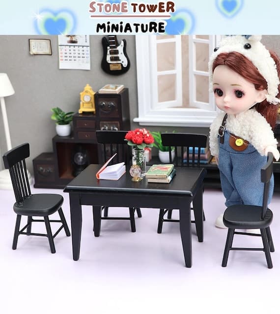 Dollhouse Black Table Set