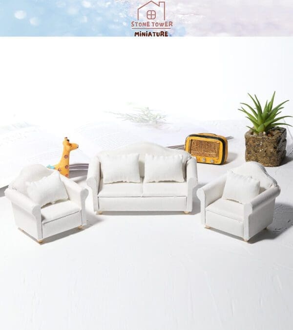 Miniature White Sofa Chairs